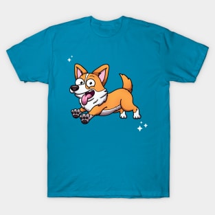 Cute Jumping Corgi Dog T-Shirt